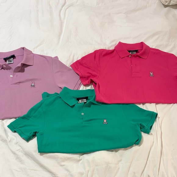 Psycho Bunny Polo Pique Shirt Trio set combo - Lavender, Green, Fuchsia - Picture 9 of 11